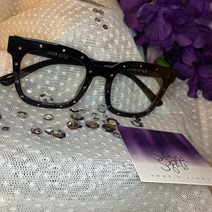 Square Black glasses with Pink rhinestone